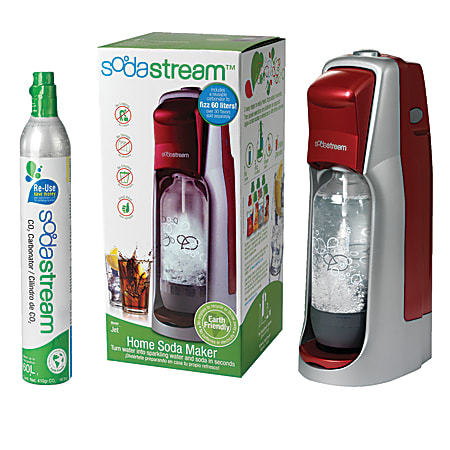 SodaStream Jet Soda Maker Starter Kit Red - Office Depot
